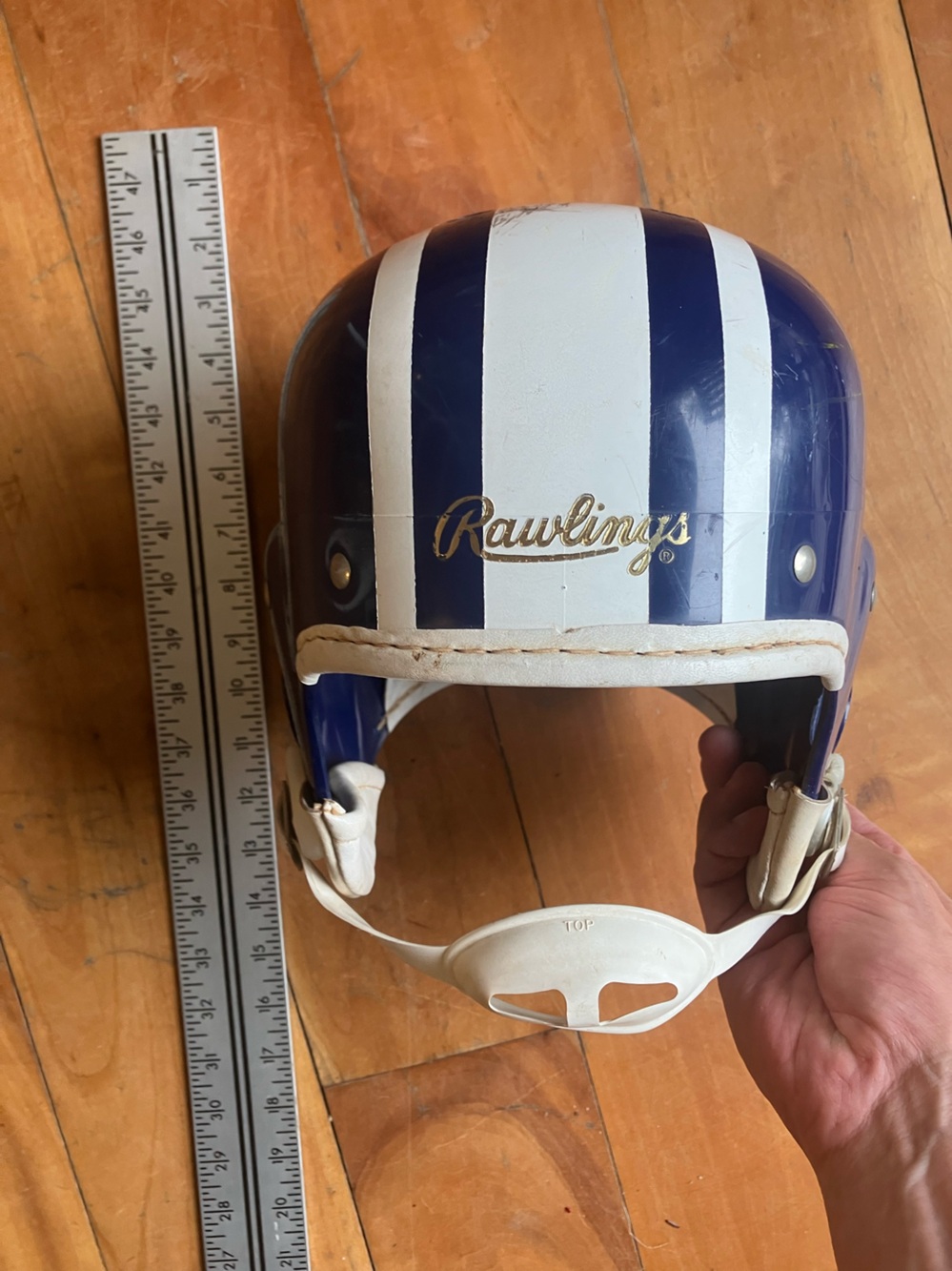Rawlings Navy and White Striped Football Helmet